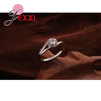Elegantiškas Vestuvių Žiedai Moterims 925 Sterlingas Sidabro Anillos Madingi Papuošalai Su Blizga CZ Rose Dizainas Gražus Dovanos