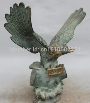 Kinų Bronzos Paauksuota Skristi Arabija Vanagas, Erelis, Paukščių Atidaryti Perukai Ranka Ranka Statula