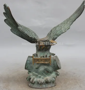 Kinų Bronzos Paauksuota Skristi Arabija Vanagas, Erelis, Paukščių Atidaryti Perukai Ranka Ranka Statula