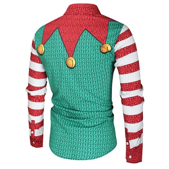 Juokinga 3D Atspausdintas Marškinėliai Vyrams Kalėdų Klounas Suknelė Dryžuotas ilgomis Rankovėmis Negabaritinių Marškinėliai Mados Vyras Streetwear