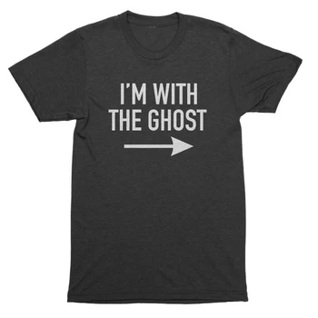 Moterų Grunge Estetinės Siaubo T-shirt aš su Dvasios Marškinius Juokinga Šūkis Porų Halloween Vakarėlį Vieno Gyvenimo Tees