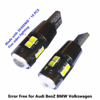 2 x Naujas CANBUS T10/w5w 3030SMD 10W klaidų super white automobilių šalinimo sustabdyti stovėjimo signalo žibintai lemputės Audi BMW automobilis