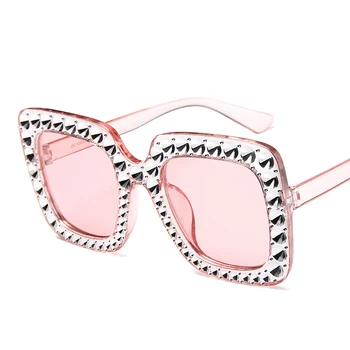 Negabaritinių akiniai nuo saulės Moterims, Viršuje kalnų krištolas Prabangos Prekės ženklo Dizaineris Akiniai nuo saulės Aikštėje Atspalvių Moterų 2021 Mados Retro Saulės akiniai