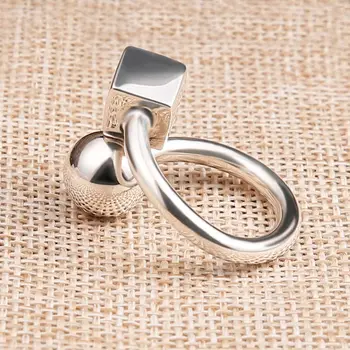 Originalus dizainerio gaminys geometrinis Tailando sidabro atidaryti žiedas unikalus kūrybinis lygaus paviršiaus, žavesio moterų prekės papuošalai