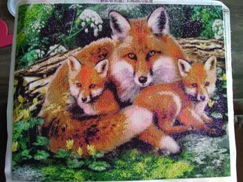 Diamond siuvinėjimo gyvūnų,kvadratiniu,dažymas kryželiu,5d tapyba,diamond tapybos fox šeimos