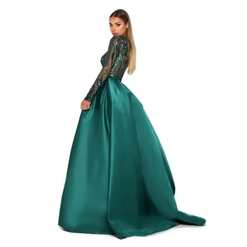 2020 m. Dubajaus Smaragdas Žalia ilgomis Rankovėmis Undinė vakarinę Suknelę, su Nuimamu Traukinio Abaja Kaftan Musulmonų Promenadzie Suknelė chalatas de soiree