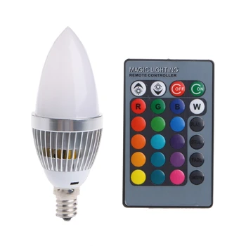 E14 3W RGB LED 15 Spalvų Keitimas Žvakių Lemputė Lemputė w/Remote Control AC85-265V