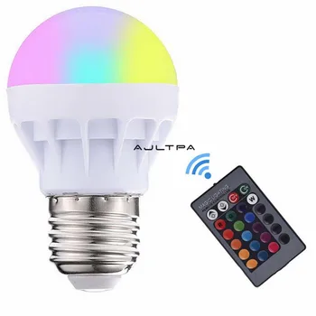 50Pcs E27 RGB+W spalvotu LED Lemputę 3W LED Lempa + Nuotolinio Valdymo pulto Led Lempos Keitimas Lemputės Šviesos Magija