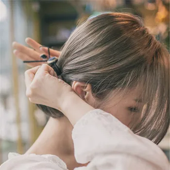 1Pc Paprastas Audinys, plaukų aksesuarai moterims korėjos Elastingas Plaukų Žiedas Gumos juostos Mygtuką paprasta temperamentas moterų Plaukų virvė