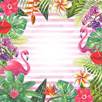 Mehofond Fotografijos Fone Pink Flamingo Gimtadienio Atogrąžų Džiunglės Palmių Medžių Lapai Dekoro Kūdikių Fonas Foto Studija