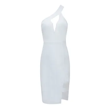 Aukštos Kokybės Naujas Baltas Tvarstis Suknelė Sexy Moterys Vasarą Bodycon Suknelė Tuščiaviduriai Iš Kelio Ilgio Moterų Įžymybių Naktį Šalies Suknelės
