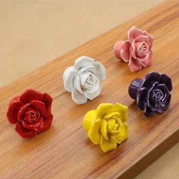 Rožių Gėlių Keramikos Durų Rankenos Stalčiaus Išsitraukia Spintos Durų Rankenos Varžtas