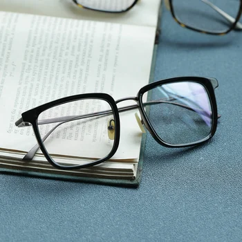 Gryno titano akinių rėmeliai vyrų retro optiacl rankų darbo akiniai Trumparegystė skaityti receptą moteris akiniai