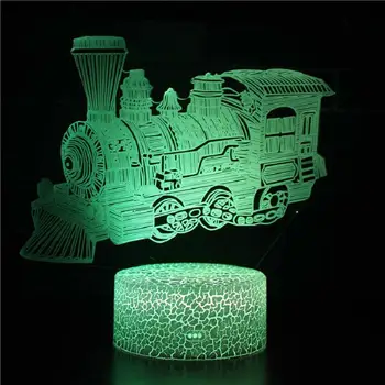 Traukinio 7 spalvų 3D naktį šviesa Vaikų kambaryje apdaila Gamyklos Usb Led Šviesos Didmeninę Kainą, Vaikų Kambario, Vaikams, Šviesos Žibintai