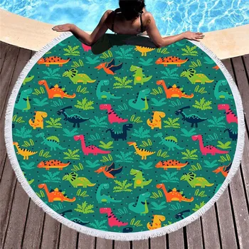 Animacinių filmų didelės apvalios paplūdimio rankšluostį suaugusiųjų kutais vasaros vonia rankšluostį spausdinti mikropluošto 150cm jogos kilimėlis