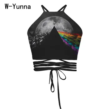 W-Yunna Vasaros Naują Vamzdelį Viršų Moterys 2019 Mados Seksualus Paplūdimio Pasėlių Viršuje Streetwear Laisvalaikio Tankų Moterų Backless Apkarpytos Viršų