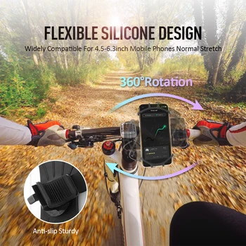 Universalus Dviratis Telefono Laikiklio Stovas 360 Laipsnių Sukimosi Black Bike Silikono Cradle Kalno Sugeria Smūgius, Skirtos Rankenos