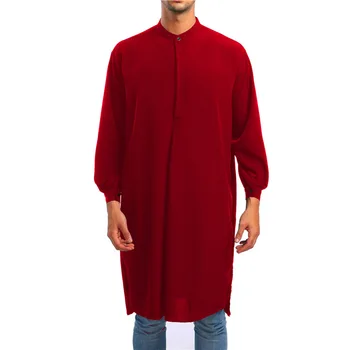 Pavasarį, rudenį Arabų stiliaus atsitiktinis vyrų ilgas rankovėmis raudona juoda balta hip-hop ilgas palaidinė Musulmonų ropa hombre vyrų mados laisvi drabužiai