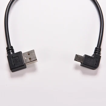 ČIURKŠLĖS stačiu Kampu USB 2.0 OTG Vyrų iki 90 Laipsniu, Kairysis Kampas Micro USB 5 Pin Male Kabelio Laido Adapteris Jungties 27cm 1PC