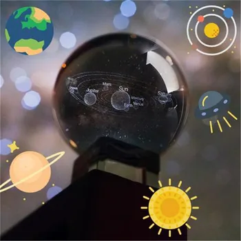 Crystal Ball Vidinis Raižyti Ornamentai, Saulės Sistema Visatos Žvaigždė Serijos Dovana, Namų Puošybai Miniatiūrinės Skulptūros, Fotografijos Rekvizitai