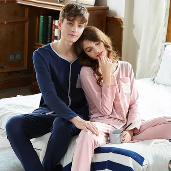 Karšto pardavimo moterų Pižama Nustatyti Rudenį naujų grynos medvilnės ilgomis rankovėmis Patogus Pora Sleepwear Kostiumas atsitiktinis Homewear Moteriškos pižamos