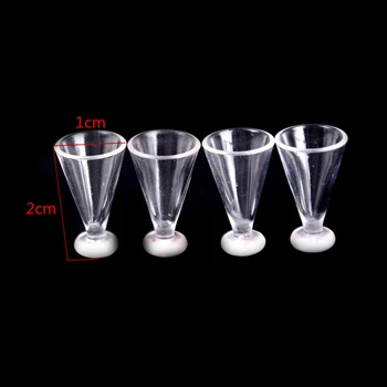 4Pcs 1:12 Masto PlasticTransparent Miniatiūriniai Mini Vyno, Alaus Taurės Lėlių Amatų Namų Puošybai Stiklo Modelį 