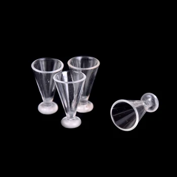 4Pcs 1:12 Masto PlasticTransparent Miniatiūriniai Mini Vyno, Alaus Taurės Lėlių Amatų Namų Puošybai Stiklo Modelį 