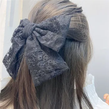 Mielas Romantiškas Didelis Bowknot Plaukų Įrašą Nėrinių Gėlių Drugelis Plaukų Pin Japonų Stiliaus Plaukų Aksesuarai Moterims, Papuošalai Plaukams