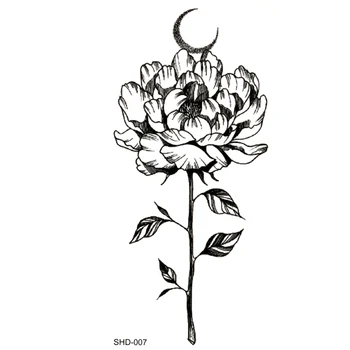 Trys stiliai Pilka Rožių Gėlių Ir Mėnulis Vandeniui Laikinos Tatuiruotės Vyrų Laikina Tatuiruotė Lipdukas Moterų Tatouage temporaire