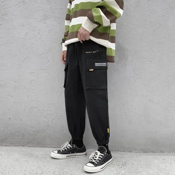 Hip-Hop Streetwear Vyrų Krovinių Kelnės 2020 Pusėje Kišenėje Vyrų Prarasti Haremo Kelnės vientisa Spalva Žmogus Poilsiu Plius Dydžio