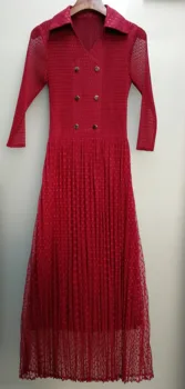 Moterų Atvartas Nėrinių Suknelė Ponios Klostes 2020 Naujas Potvynių Suknelė
