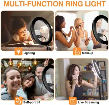Selfie LED Šviesos Žiedas Fotografija Apšvietimo su Trikojis Stovas Bluetooth Nuotolinio Profissional Telefono skambutis šviesos Lempa 