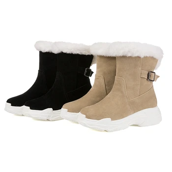 SIMLOVEYO 2019 pulko buckle batai mados sniego batai, Suapvalinti tne batai moterims, šilta pliušinis batai Botas mujer plius dydis A1503