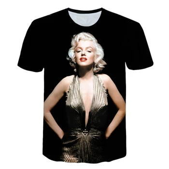 Vėliau kaip 2021 M. Vasaros Mados Dizaino Marilyn Monroe Vyrų Apvalios Kaklo trumpomis Rankovėmis Atspausdintas Deivė Atsitiktinis Marškinėliai Moterims