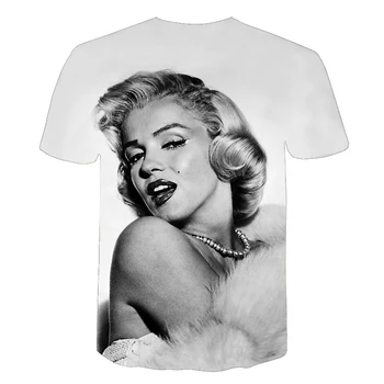 Vėliau kaip 2021 M. Vasaros Mados Dizaino Marilyn Monroe Vyrų Apvalios Kaklo trumpomis Rankovėmis Atspausdintas Deivė Atsitiktinis Marškinėliai Moterims