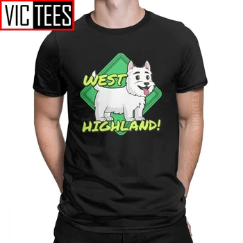Westie Vakarų Škotijos Baltųjų Terjerų Šunų Mylėtojas Vyrų Marškinėlius Derliaus Crewneck Medvilnės Marškinėlius Negabaritinių Drabužiai
