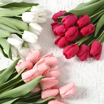 Tulpių Dirbtinės Gėlės, Vestuvių Dekoravimas Nekilnojamojo Touch Dirbtiniai Augalai Sode Dekoro Kelių Spalvų Puokštė KSH34