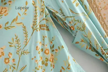 2020 m. Bohemijos Turkio spalvos Gėlių Spausdinti Ilgio Kimono Marškinėliai Etninės Naujas Moterų Jungiamąją iki Lankas Varčias Ilgas Cardigan Prarasti Palaidinė Viršūnės