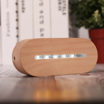 3D Medinio Lempos Bazinė LED Kvadratinių Turas USB Naktį Šviesos Pagrindai Akrilo Pakeitimo Buko Lentelė Laikiklį Eco-Friendly