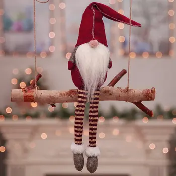 Rankų Darbo Švedų Santa Gnome Pliušinis Žaislas Kalėdų Eglutė Topper Kabantys Papuošalai Stalo Šventė Ornamentu