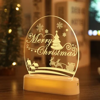 1Pc Romantiška 3D LED Lempos Naktį Šviesos Dekoro Stalo Lempa Bell Sniego Akrilo Ornamentu Naktį Šviesos Kalėdų Šviesos Kambario Apdaila