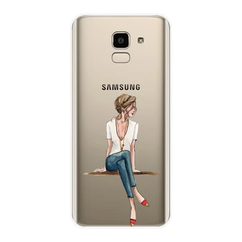 TPU Galinį Dangtelį Samsung Galaxy J4 J6 J8 Plius 2018 J2 J5 J7 Premjero j3 skyrius J5 J7 2016 2017 Juoda Mergina Minkštas Silikoninis Telefono dėklas
