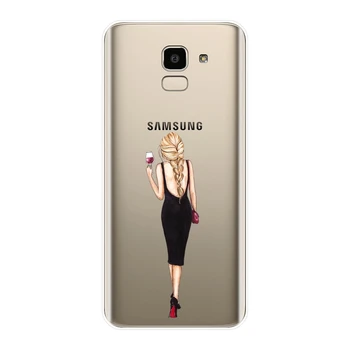 TPU Galinį Dangtelį Samsung Galaxy J4 J6 J8 Plius 2018 J2 J5 J7 Premjero j3 skyrius J5 J7 2016 2017 Juoda Mergina Minkštas Silikoninis Telefono dėklas