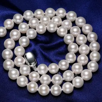 Klasikinis apvalus 10-11mm pietų jūros apvalios baltos perlų vėrinį 18inch 925s KKK