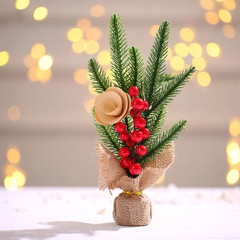 Imituojamas Mini Kalėdų eglutę Raudonųjų Vaisių Medis Puošmena dėl Kalėdų Šventė Namuose Vestuvių Vaikai Darbalaukio Dekoras