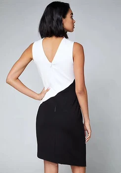 Aukščiausios Kokybės V-Kaklo Juodas ir Baltas Tvarstis Suknelė Mados Moterų Karšto Stiliaus Elegantiškas Įžymybė Šalis Mini Suknelės