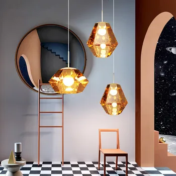 Postmodernios spalva formos deimantų stiklo pakabukas šviesos gyvenamasis kambarys, valgomasis, miegamasis, studijų lavos Kabo lempa, šviestuvas, E27 AC85-265