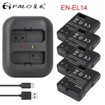 4pc EN-EL14 LT EL14 EL14A Li-ion Baterija + LED USB Dual Kroviklis Nikon ENEL14 d5300 d5200 d5100 d3100 d3200 P710