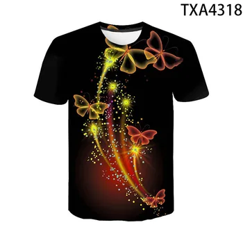 3D Spausdinimo Butterfly Marškinėliai Vyrams, Moterims, Vaikams, Vasaros Trumpos Rankovės Gėlių T-shirt Streetwear Tee Vabzdžių Cool Berniukas Mergaitė Atsitiktinis Viršūnės