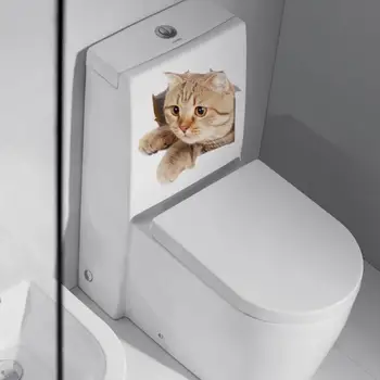 Cute kačių 3D sienų lipduko skylę peržiūrėti vonios kambarys, tualetas vaikas kambario apdaila, sienos lipdukas lipdukas tualetas lipdukas kambarį tapetai